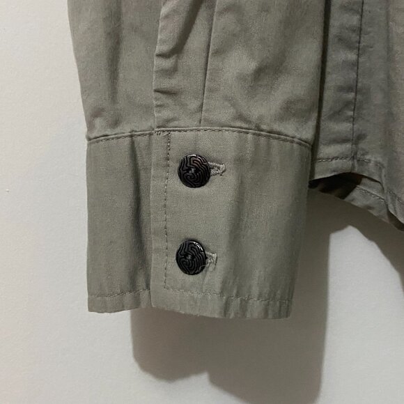 Vintage 90s Grey Button Down Shirt with Metal Hardware Cargo Utility Grunge Y2K - Picture 7 of 12
